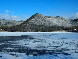 広沢池の雪景色