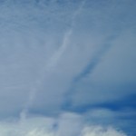 飛行機雲とその影